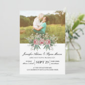 Invitation Mariage photo simple Roses (Debout devant)