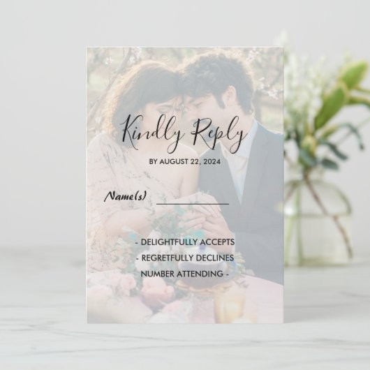 Invitation Mariage photo simple rustique élégant RSVP (Debout devant)