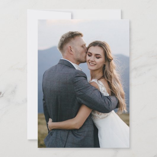 Invitation Mariage photo simple Script noir et blanc (Dos)