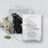 Invitation Mariage photo simple superposition noir et blanc