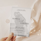 Invitation Mariage photo simple superposition noir et blanc