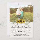 Invitation Mariage photo simple tournesols (Devant)