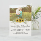 Invitation Mariage photo simple tournesols (Debout devant)
