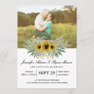 Invitation Mariage photo simple tournesols 2