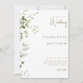 Invitation Mariage photo simple vert Couple (Devant)