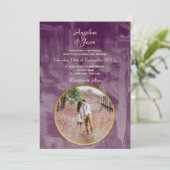 Invitation Mariage photo simple violet (Debout devant)