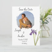 Invitation Mariage photo simple violet et or Enregistrer la d (Debout devant)