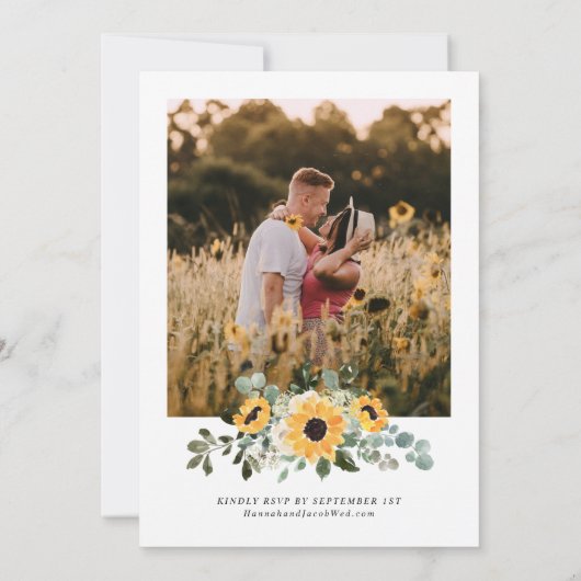 Invitation Mariage photo Sunflower Sage Greenery (Dos)