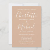 Invitation Mariage photo Tan Elegant Signature Script (Devant)