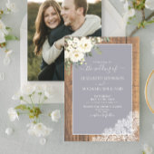 Invitation Mariage photo tendance gris clair rustique en bois