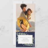 Invitation Mariage photo tout-en-un bleu marine et verdure mo (Dos)