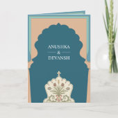 Invitation Mariage photo traditionnel indien Blue Arch (Devant)