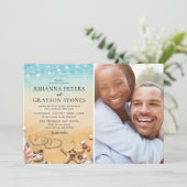 Invitation Mariage photo Tropical Beach Heart (Debout devant)