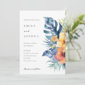 Invitation Mariage photo Tropical Floral Summer QR (Debout devant)