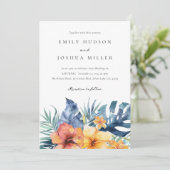 Invitation Mariage photo Tropical Floral Summer QR (Debout devant)