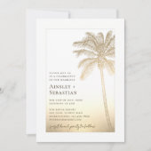 Invitation Mariage photo Tropical Gold Sand Palm Tree Boho (Devant)
