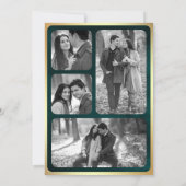 Invitation Mariage photo turquoise Gold Abstrait Fluid Ink (Dos)