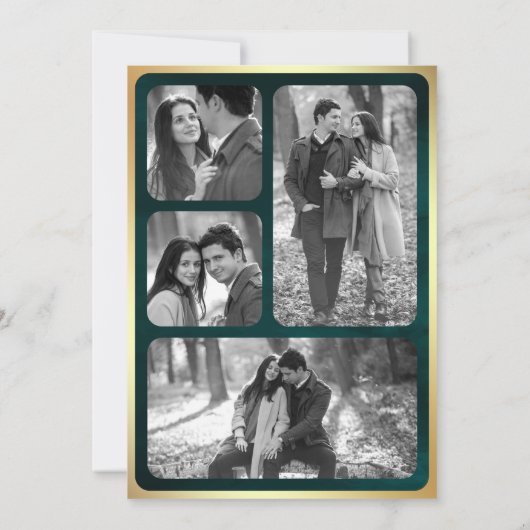 Invitation Mariage photo turquoise Gold Abstrait Fluid Ink (Dos)