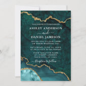 Invitation Mariage photo turquoise Gold Marble Agate Géode (Devant)