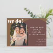 Invitation Mariage photo unique les années 70 géométrique Bro (Debout devant)