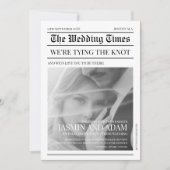 Invitation Mariage photo unique noir et blanc du journal (Devant)