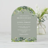 Invitation Mariage photo vert Arc fleuri (Debout devant)