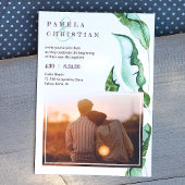 Invitation Mariage photo vert Brown Tropical Feuilles