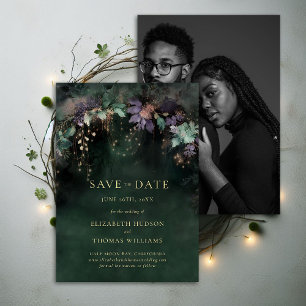 Invitation Mariage photo vert Chasseur enchanté Date de sauve