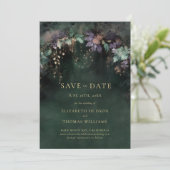 Invitation Mariage photo vert Chasseur enchanté Date de sauve (Debout devant)