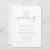 Invitation Mariage photo vert de Sage de script moderne (Devant)