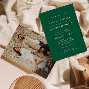 Invitation Mariage photo vert émeraude moderne