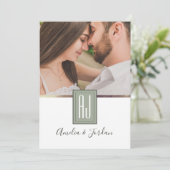Invitation Mariage photo vert sauge (Debout devant)