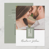 Invitation Mariage photo vert sauge (Devant / Derrière)