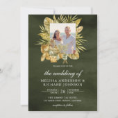 Invitation Mariage photo vert Sec de palmier Sec Boho Tropica (Devant)