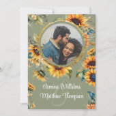 Invitation Mariage photo vert Sunflower Sage avec RSVP (Devant)
