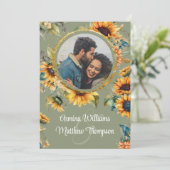 Invitation Mariage photo vert Sunflower Sage avec RSVP (Debout devant)