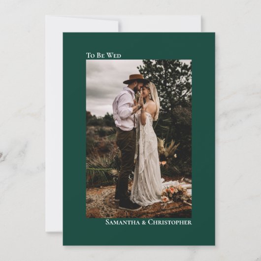 Invitation Mariage photo vertical Emerald minimaliste moderne (Devant)