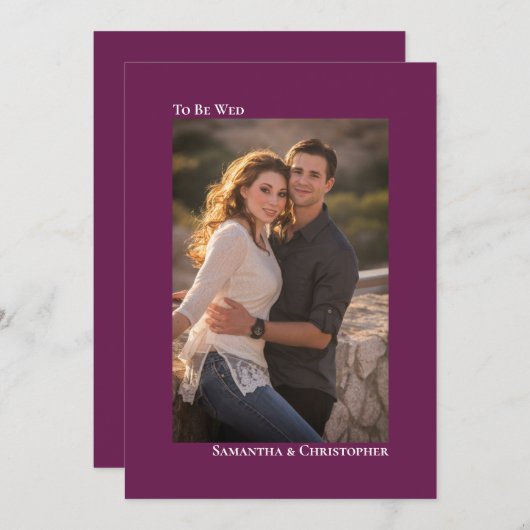 Invitation Mariage photo vertical simple Magenta Plum (Devant / Derrière)