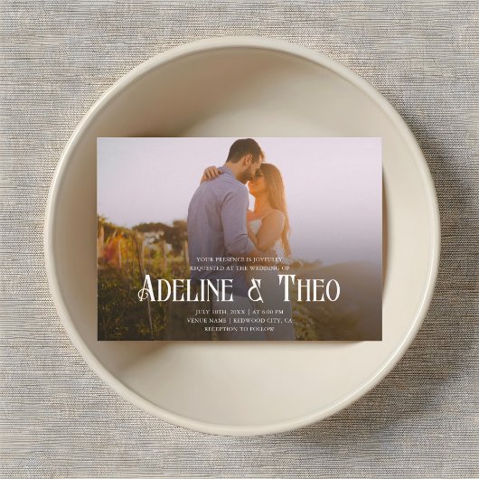 Invitation Mariage photo vintage élégant