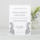 Invitation Mariage photo vintage Flourish Black Monogramme (Debout devant)