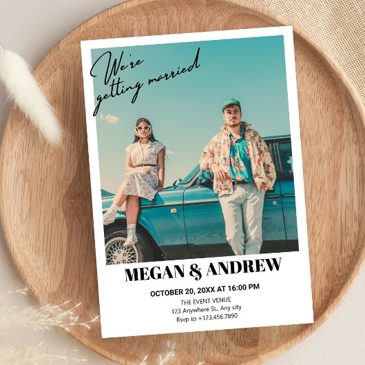 Invitation Mariage photo vintage rétro