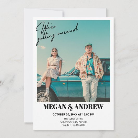 Invitation Mariage photo vintage rétro (Devant)