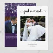 Invitation Mariage photo violet et lumière blanche (Devant / Derrière)