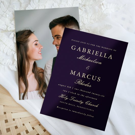 Invitation Mariage photo violet simple et élégant