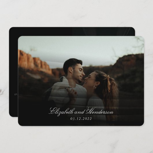 Invitation Mariage photo Whimsical Black Typography (Devant / Derrière)