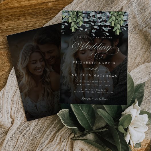 Invitation Mariage photo Whimsical Eucalyptus