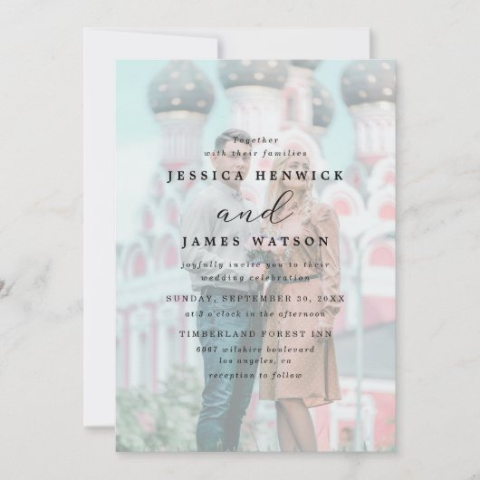 Invitation Mariage photo Whimsical Faux Vellum Effet Overlay (Devant)