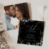 Invitation Mariage photo Whimsical Greenery Black Gold Carré