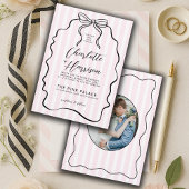 Invitation Mariage photo Whimsical Pinstripe Bow