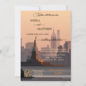 Invitation Mariage photo Whimsical Terra Cotta New York QR (Devant)